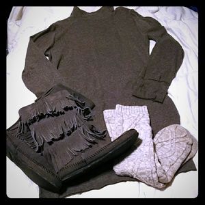 sz L Grey Tunic Dress with thumb holes &pockets